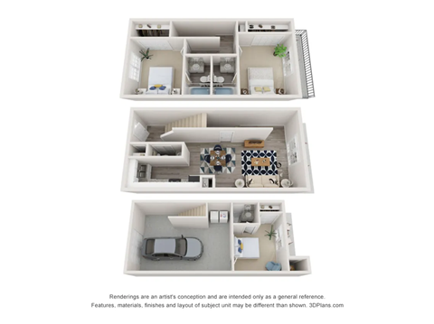 Floor plan for 3 beds, 2.5 baths, 1826 sqft